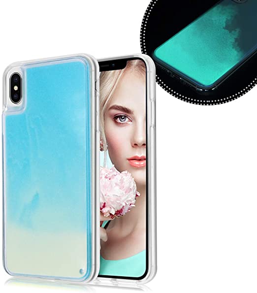 Losin Fluorescent Case Compatible with Apple iPhone Xs Max Case Luxury Glow in The Darkness Noctiluncent Liquid Luminous Sand Hard PC   Soft TPU Fluorescent Case