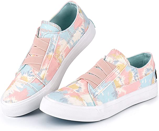 JENN ARDOR Women's Fashion Canvas Shoes Low Top Slip On Sneakers Comfortable Walking Shoes