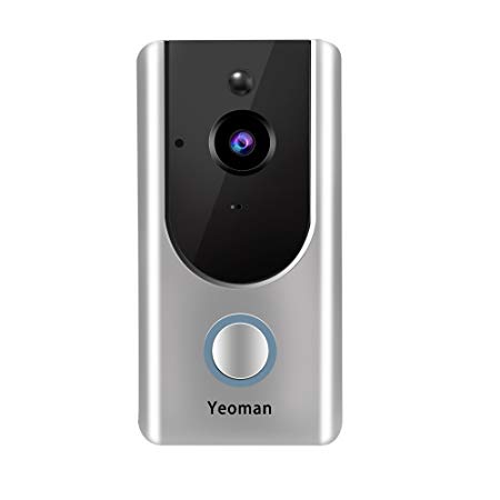 Yeoman Video Doorbell 960P HD WiFi Camera with Free Cloud Services 180° Wide Angle Lens Two-Way Audio Motion Detection Night Vision Function Built-in 8GB Card Two Batteries and Indoor Chime