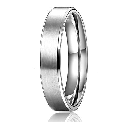 LOLIAS Titanium Ring 4/6MM Titanium Ring for Men Women Wedding Band Ring in Comfort Fit Matte Finish Size 6-13