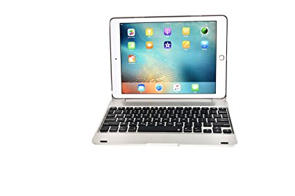 iPad Air 2 Keyboard Case, Bosssee F19 Wireless Bluetooth 3.0 Keyboard Case with Smart Protective Cover Auto Sleep/Wake and Multi-Angle Rotation for iPad Pro9.7 and iPad Air2 (Silver)