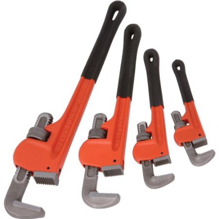 Grizzly H6271 Steelex 4-Pc Pipe Wrench Set 8-Inch 10-Inch 14-Inch 18-Inch