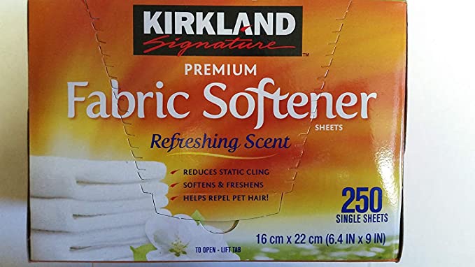 Kirkland Signature Fabric Softener Sheets, Refreshing Scent, 250 Single Sheets