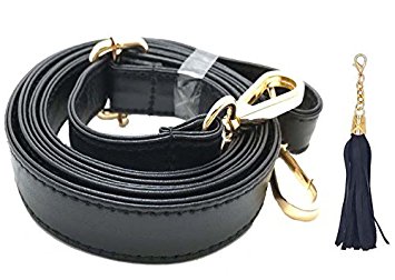 Purse Strap Replacement - Adjustable Microfiber Leather Strap for Cross body Bag or Handbag - 34 Inch- 59 Inch Long, 1 Inch Wide, Gold Clasp, Black, by Beaulegan