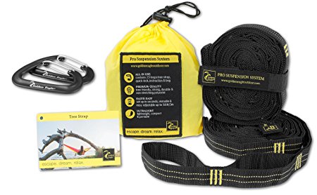 LAUNCH PRICE - Hammock Tree Hanging Straps Set XL Pro - 100% No Stretch Top Rated Best Quality Polyester Suspension System Kit Heavy Duty - 23 Loops - 118 in/ 300 cm - Incl. 2 Alu Carabiners