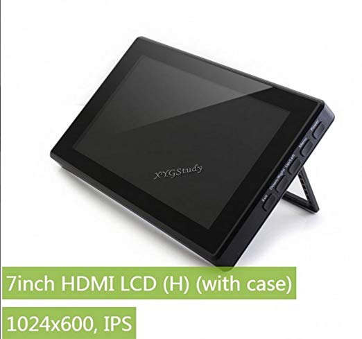 New 7 inch HDMI LCD (H) (with case), IPS Capacitive Touch Screen Display LCD with Toughened Glass Cover 1024x600 Supports Raspberry Pi, BB Black, Banana Pi mini PC @XYGStudy