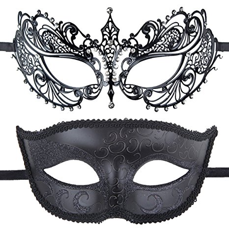 ECOSCO Couple Masquerade Mask Women Men Mardi Gras Venetian Ball Mask