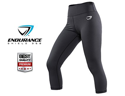 Women's Compression Tights 3/4 Length (Capri) - Performance Grade Compression Tights Designed for Women - Perfect for Yoga, Running & Working Out - Sized for Girls & Women - Endurance Shield 360® - 100% Money Back Guaranteed!