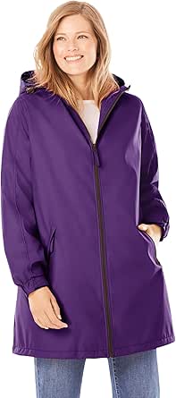 Woman Within Women's Plus Size Hooded Slicker Raincoat