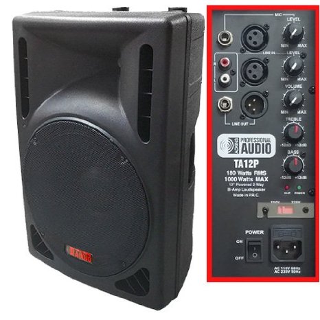 1000 Watt Powered DJ Speaker - 12-inch - Bi-Amp 2-Way Active Speaker System by Adkins Pro Audio - TA12P
