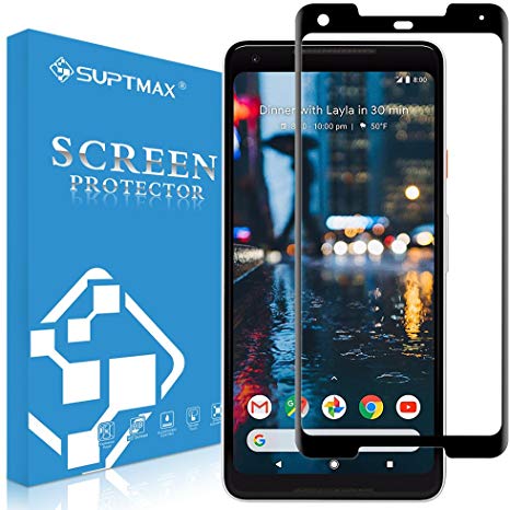 SUPTMAX Pixel 2 XL Screen Protector [3D Full Coverage] Google Pixel 2XL Tempered Glass Screen Protector [Bubble Free] Pixel 2XL Screen Protector Glass