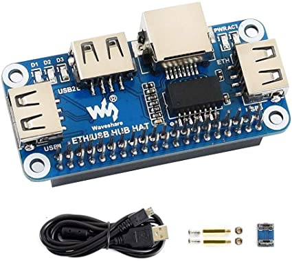 Ethernet/USB HUB HAT Expansion Board for Raspberry Pi 4 B/3 B /3 B/2 B/Zero/Zero W/Zero WH, with 1 RJ45 10/100M Ethernet Port, 3 USB Ports Compatible with USB2.0/1.1