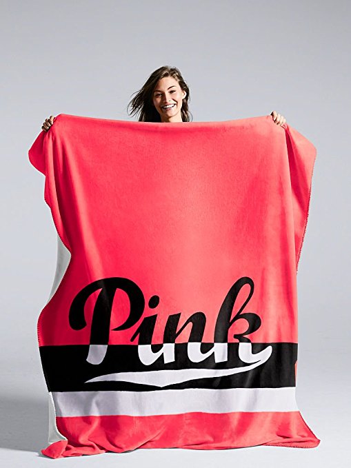 Victoria's Secret PINK Sherpa Blanket Neon Hot PInk