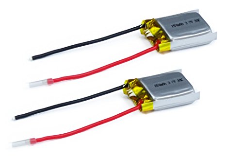2-Pack Lectron Pro 3.7 volt - 250mAh 30C Li-Poly Pack for Syma S107 / S107G Helicopter