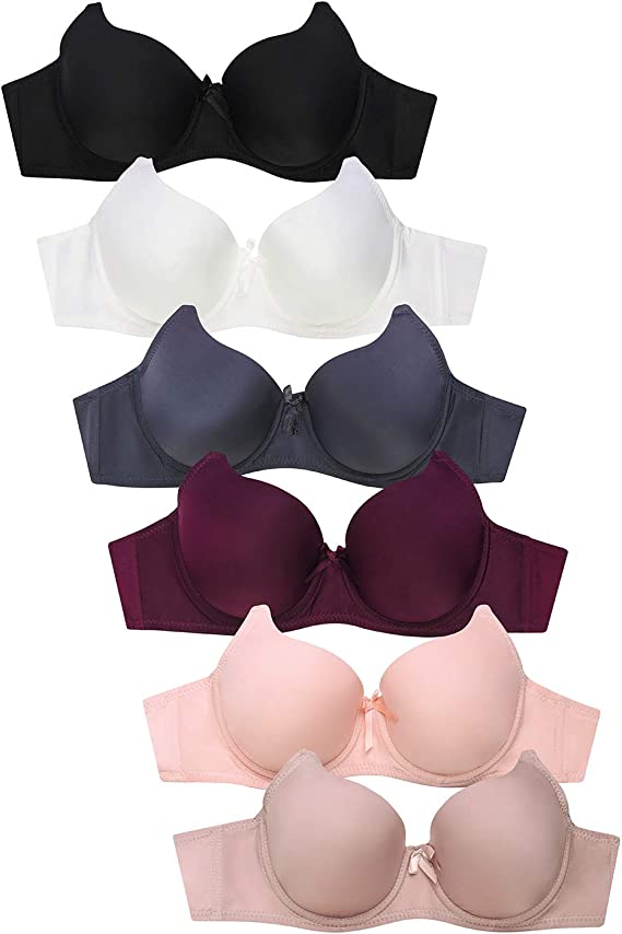 Mamia Women's Basic Lace/Plain Lace Bras (Pack of 6)- Various Styles