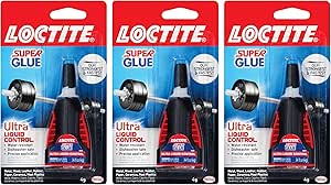 Loctite Super Glue Ultra Liquid Control, Clear Superglue, Cyanoacrylate Adhesive Instant Glue, Quick Dry - 4 g Bottle, 3 Pack