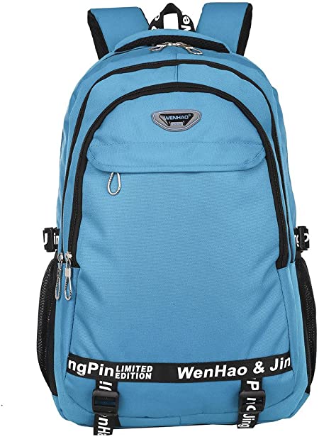 SUPA MODERN® Unisex Nylon School Bag Waterproof Hiking Backpack Cool Sports Backpack Laptop Bag (Lake Blue XL)