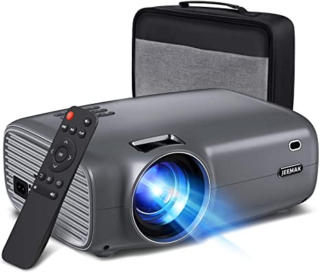 JEEMAK Mini Portable Projector 5000 Lumens 1080P Full HD Supported, 200” Display and 60000 Hours Home Cinema Projector Compatible with TV Stick, HDMI, VGA, USB, PS4, Laptop, iPhone, Android