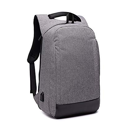 Anti Theft Backpacks VEESUN 15.6 Inch Laptop Bag with USB Charging Port Waterproof Business Backpack Travel Rucksack for Mens Womens Slim Casual Daypack School Bag for College, Grey