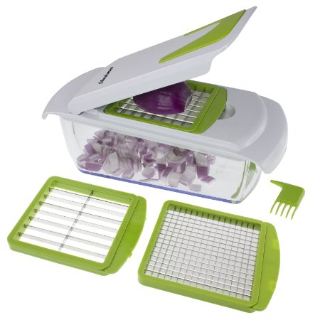 Freshware KT-405 4-in-1 Onion Chopper, Vegetable Slicer, Fruit and Cheese Cutter Container with Storage Lid