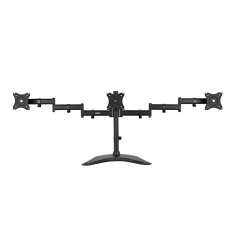 VonHaus Fully Adjustable Triple Three Arm LCD LED Monitor Desk Mount Bracket Stand For 13-27" Screens with 45° Tilt & 180° Swivel