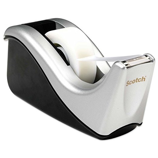 Scotch Desktop Tape Dispenser Silvertech 233R3, Two-Tone, 4-PACK