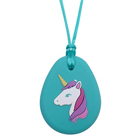 Munchables Unicorn Pendant - Sensory Chew Necklace for Girls (Aqua)