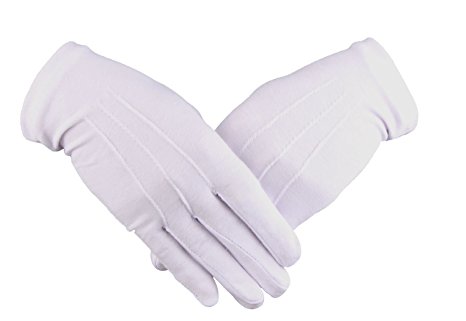 WDSKY Stitched Fashionable White Costume Gloves Cotton Work Gloves for Men Women