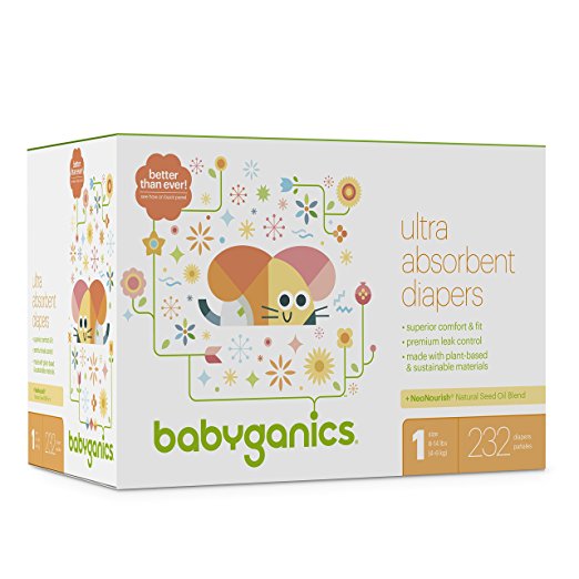 Babyganics Ultra Absorbent Diapers, Size 1