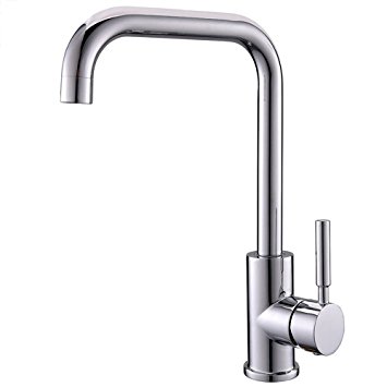 FRIHO Swivel Spout High-arch Gooseneck Stainless Steel Single Handle Kitchen Sink Faucet,Polished Chrome