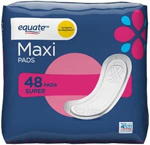 𝓔𝓺𝓾𝓪𝓽𝓮 Maxi Pads for Women, Super 48 Count (Pack of 1)