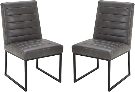 Amazon Brand – Rivet Decatur Modern Faux Leather Dining Chair, Set of 2, 21"W, Grey