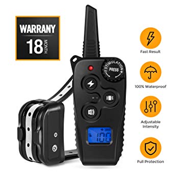 2019 Newest Dog Training Collar, Remote Shock Collar with Beep Vibration Shock|1-100 Adjustable Levels|1640FT Remote Range, Rechargeable 100% Waterproof Dog Shock Collar for Small Medium Large Dogs