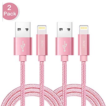 RoFI Compatible iPhone Cable, [2Pack] 0.6M Nylon Braided Fast Charging USB Cord Replcement for iPhone X 8 8 plus 7 7 Plus 6s 6s Plus 6 6 Plus 5 5S 5C SE iPad Air Mini and iPod (2 Pack Rose gold, 2 FT)
