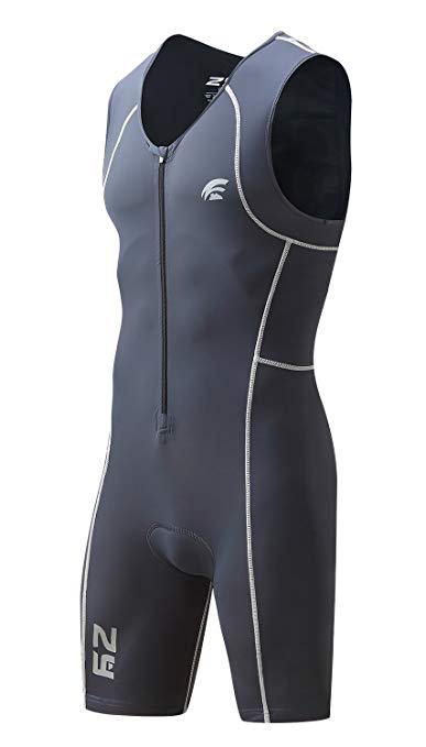 Spotti Men's Triathlon Tri Suit, Sleeveless Quick Dry Skinsuit - Triathlon Race suit With Extended Zippers and Pockets, breathable & durable