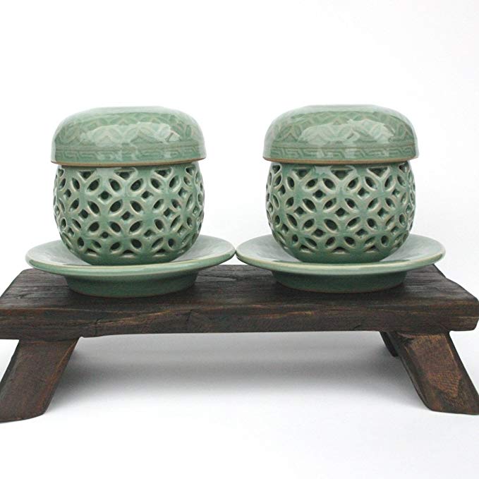 Korean Infuser Cup Saucer /Set of 2 /Double Wall / Hand-crafted