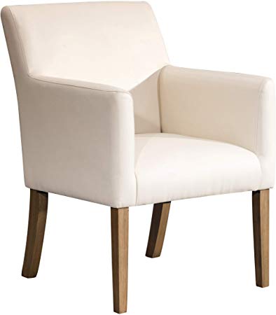HomePop Lexington Faux Leather Accent Chair, Cream
