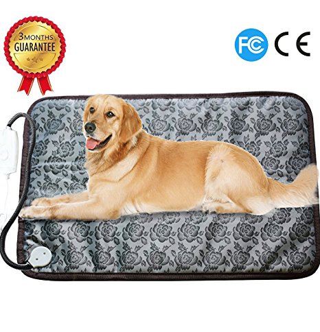 Pet Heating Pad, Dog Cat Electric Heating Pad Waterproof Adjustable Warming Mat with Chew Resistant Steel Cord