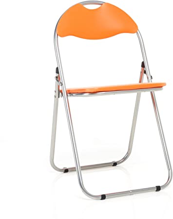 BRAVICH Orange Padded Folding Chair | Comfortable Seat Office Reception Foldable Desk Chairs Easy Storage Backrest, 43.5 x 46 x 79.5 cm