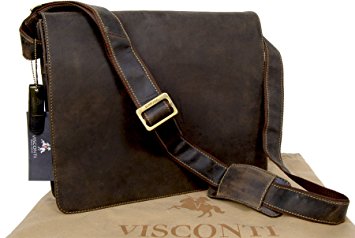 Visconti Leather Messenger Bag Workplace 18548 Harvard - Oil Brown (Mud)