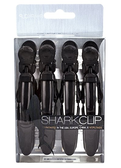 The Hair Shop Shark Clip | Enhanced Croc Crocodile Alligator Grip Clip | Sectioning Tool for Women | US Patented | Professional Salon Quality (Black, 4 Pack)