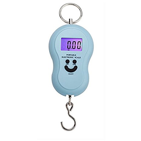 Smileto® Potable Electronic Scale with Built in Thermometer For Travel /Hanging Luggage/ Fishing Hook / Pocket Food Diet (Blue)