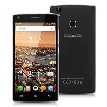 Doogee X5 Max Pro 5.0'' IPS 4G Smartphone Android 6.0 Marshmallow Quad Core 1.3GHz Mobile Phone 2GB RAM 16GB ROM Smart Wake Air Gestures Fingerprint with 4000mAh battery Dual ID GPS Wifi (Black)