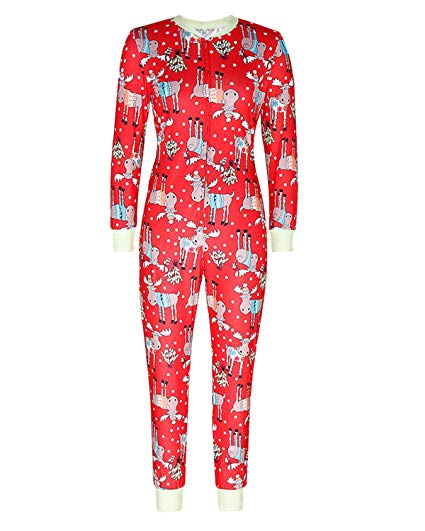 BONESUN Women's Printed Pajamas Adult Onesies Sleepwear Long Sleeve Jumpsuits Loungewear