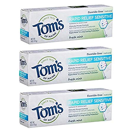 Tom's of Maine Rapid Relief Sensitive Natural Toothpaste Multi Pack, Fresh Mint, 3 Count