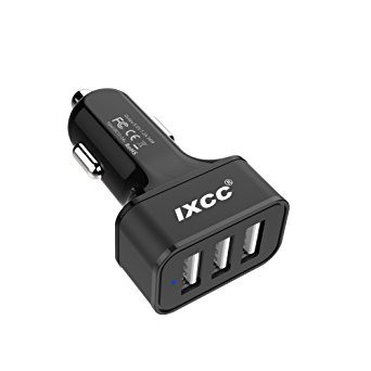 iXCC 36W/7.2A 3 Port Car Charger Rapid Charging Adapter for Galaxy S8 S8 , iPhone 7 6s Plus, iPad Pro Air mini, Galaxy S7 S6 Edge, Note, LG, Nexus, HTC and More - Black