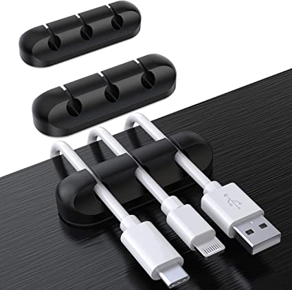 SOULWIT® Clips Câble Organisateur Bureau, Lot de 3 Support de Câble, Organisateur de Cordon, Gestion des Cables, Câble Rangement pour USB Câbles de Chargeur/Souris/Écouteur/PC