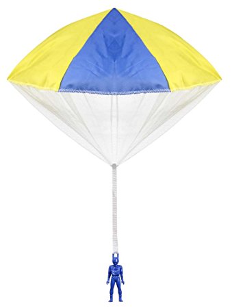 Aeromax Original Tangle Free Toy Parachute has no strings to tangle and requires no batteries.  Simply toss it high and watch it fly!