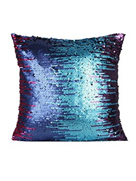 Menglihua Glitzy Magical Color Changing Reversible Paillette Sequin Mermaid Square Throw Pillow Covers L Charm3 40 X 40CM