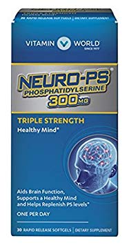 Vitamin World Neuro-PS Phosphatidylserine 300mg Triple Strength Healthy Mind Aids Brain, Supports a Healthy Mind, Helps Replenish PS Levels One Per Day 30 sooftgels